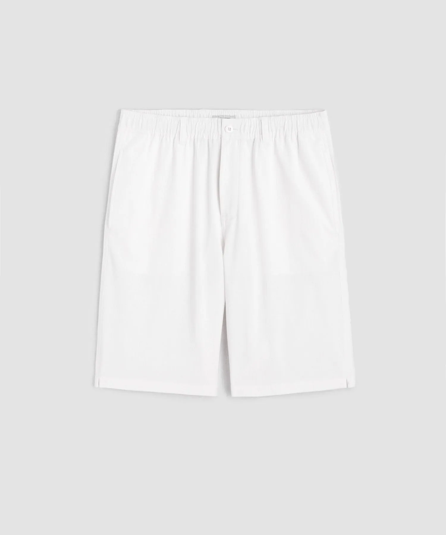 11" Italian Textured Relaxed  Short in White Stripe