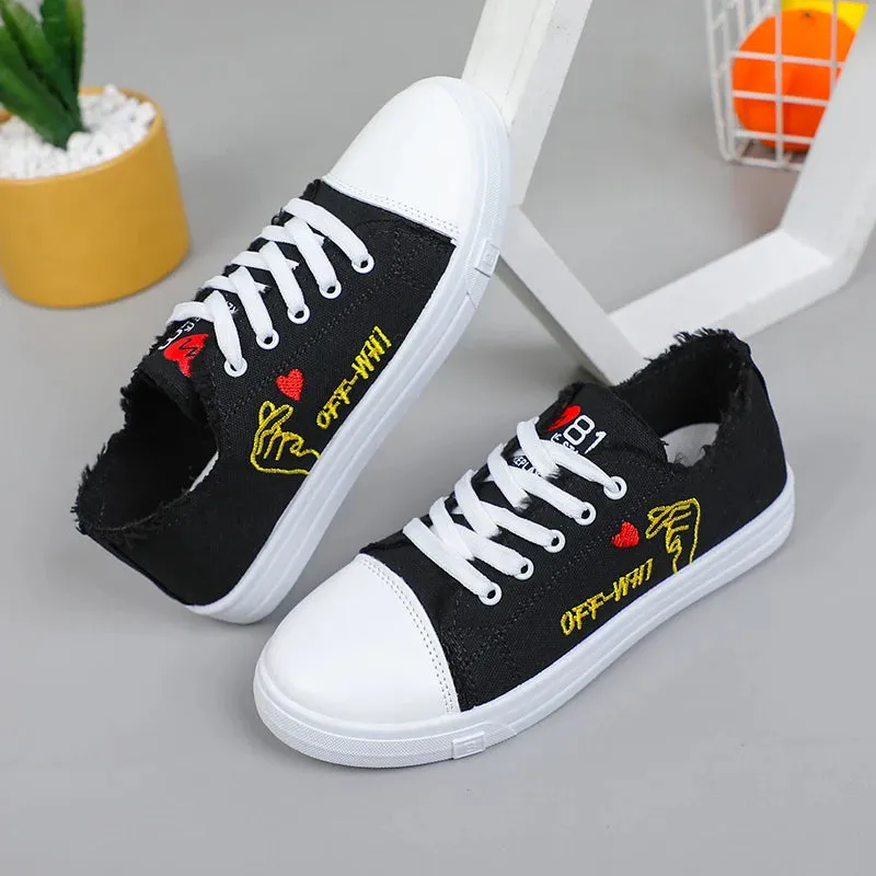 2024 Casual Autumn New Women Sneakers Breathable Canvas Women's Vulcanized Shoes Fashion Spring Footwear