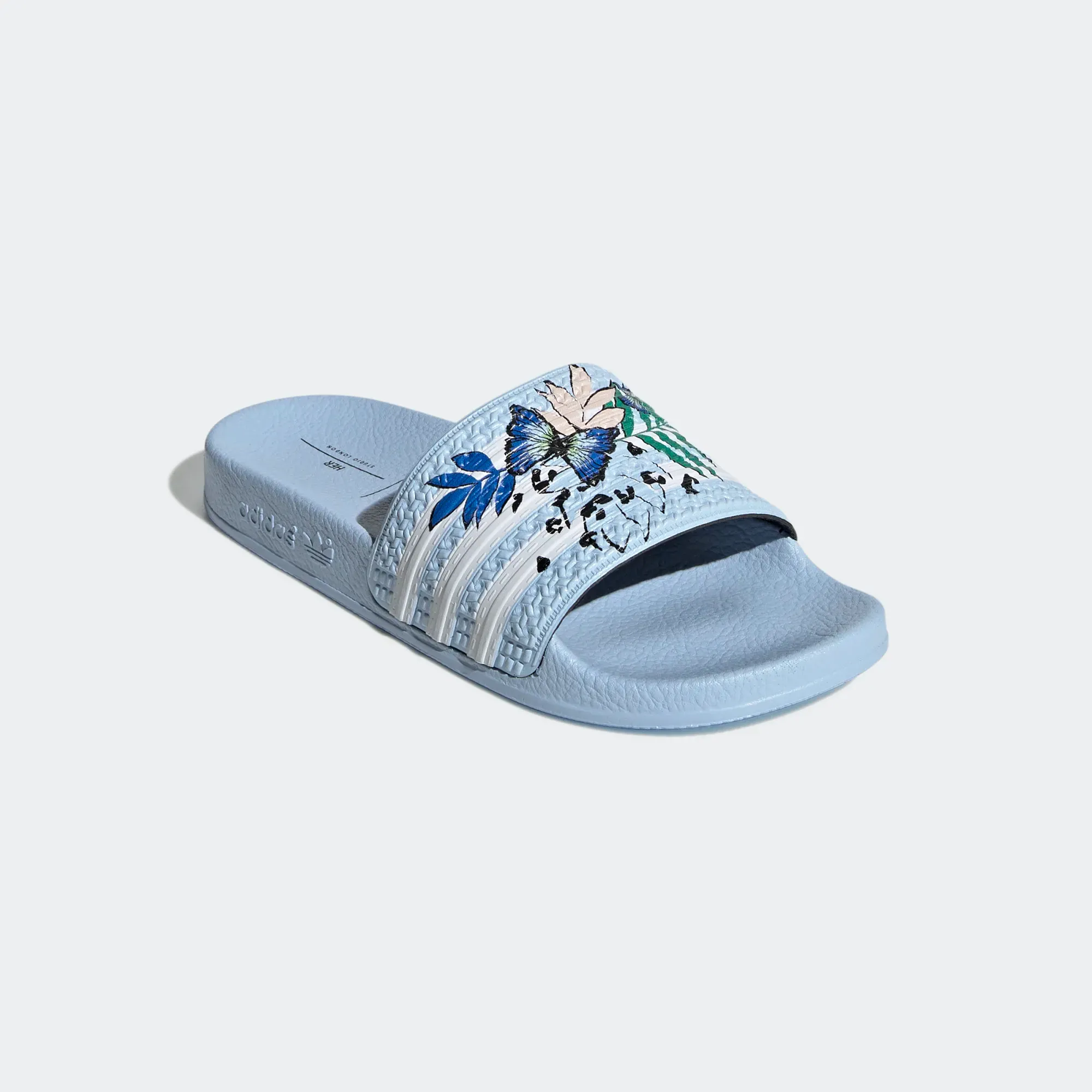 Adidas Kid's Adilette Slides - Clear Sky / Cloud White