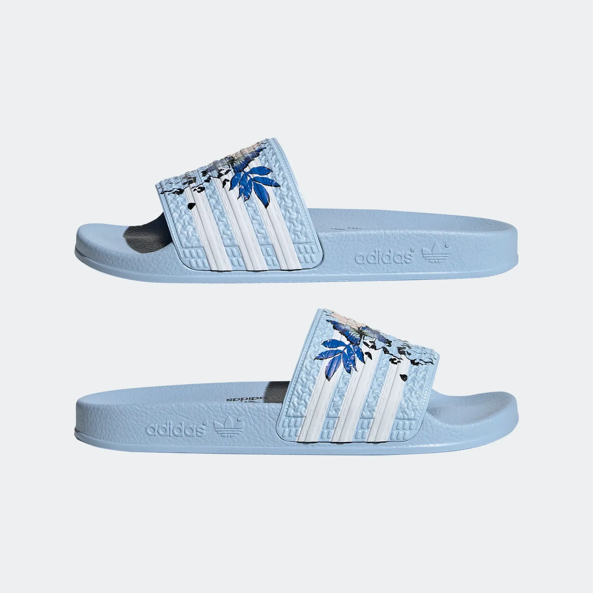 Adidas Kid's Adilette Slides - Clear Sky / Cloud White