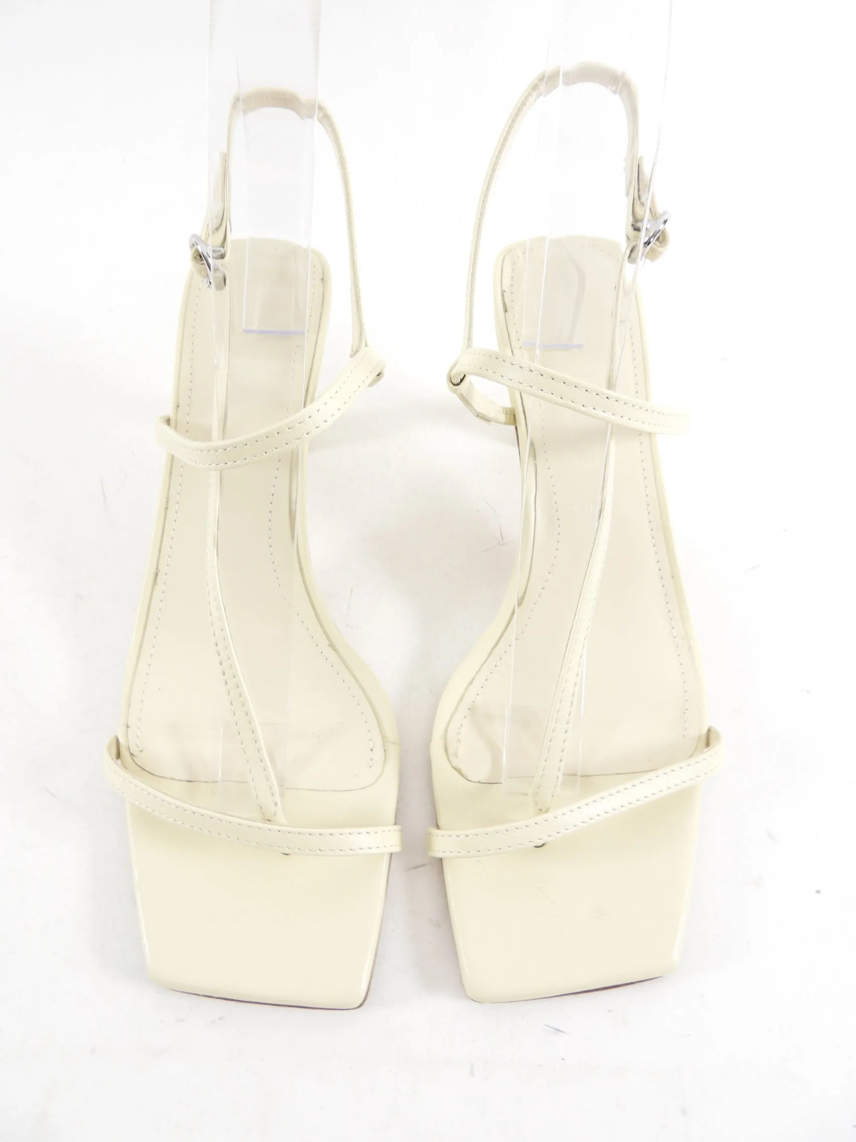 Aeyde Ivory Leather Elise Strappy Heel Sandals - 36.5 / 6.5