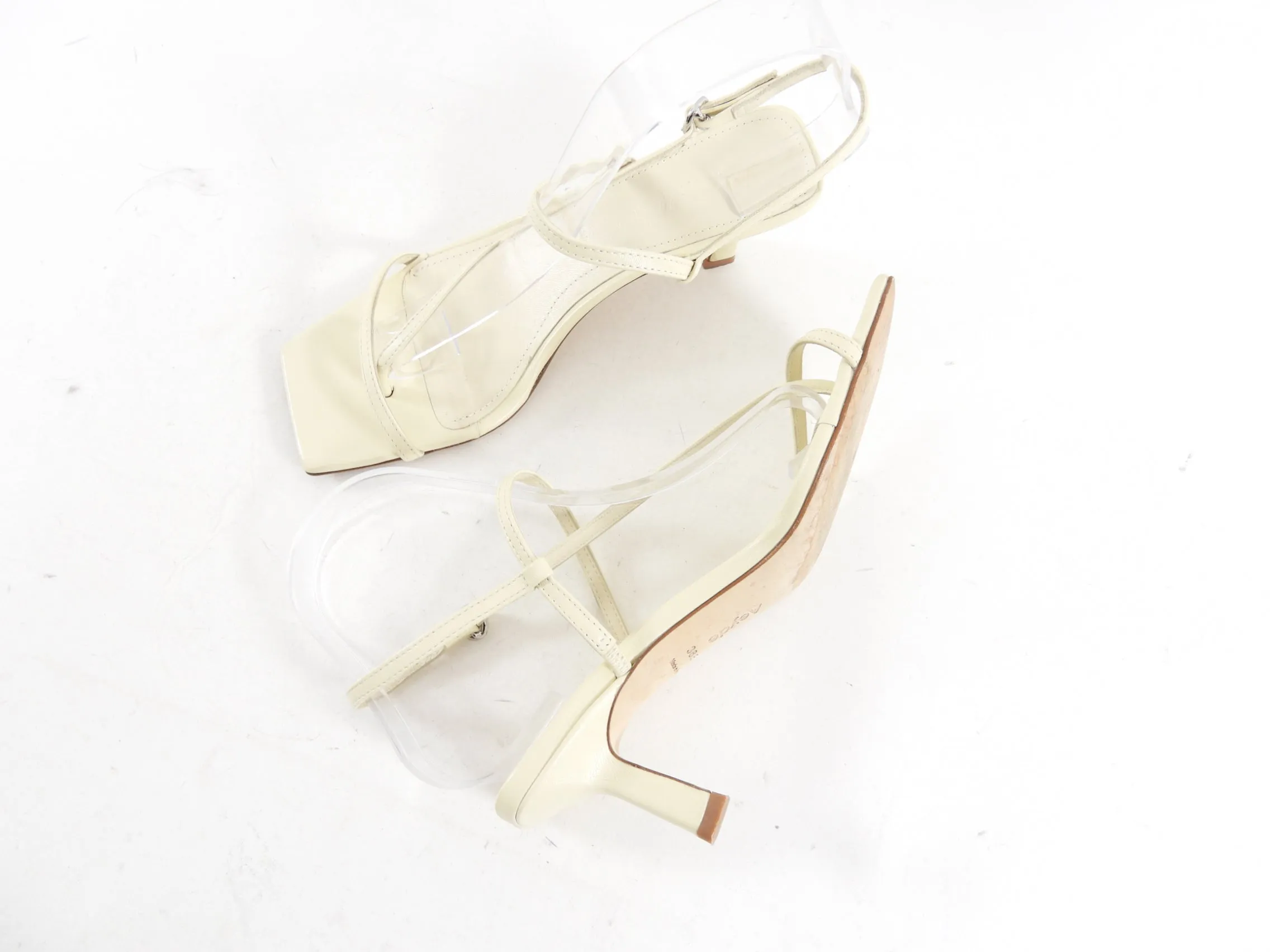 Aeyde Ivory Leather Elise Strappy Heel Sandals - 36.5 / 6.5