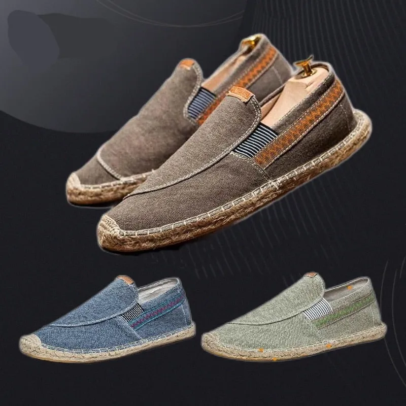 Aidase  Men Hemp Fisherman Shoes Breathable Espadrilles Flats Solid Moccasins Casual Shoes Men Canvas Shoes Espadrilles