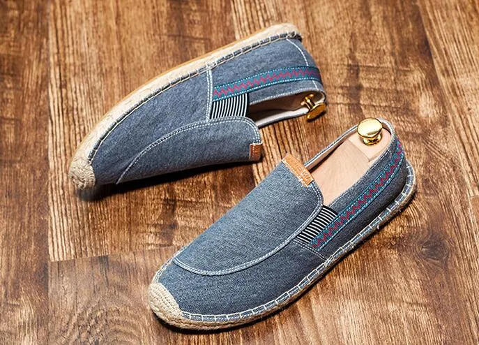 Aidase  Men Hemp Fisherman Shoes Breathable Espadrilles Flats Solid Moccasins Casual Shoes Men Canvas Shoes Espadrilles