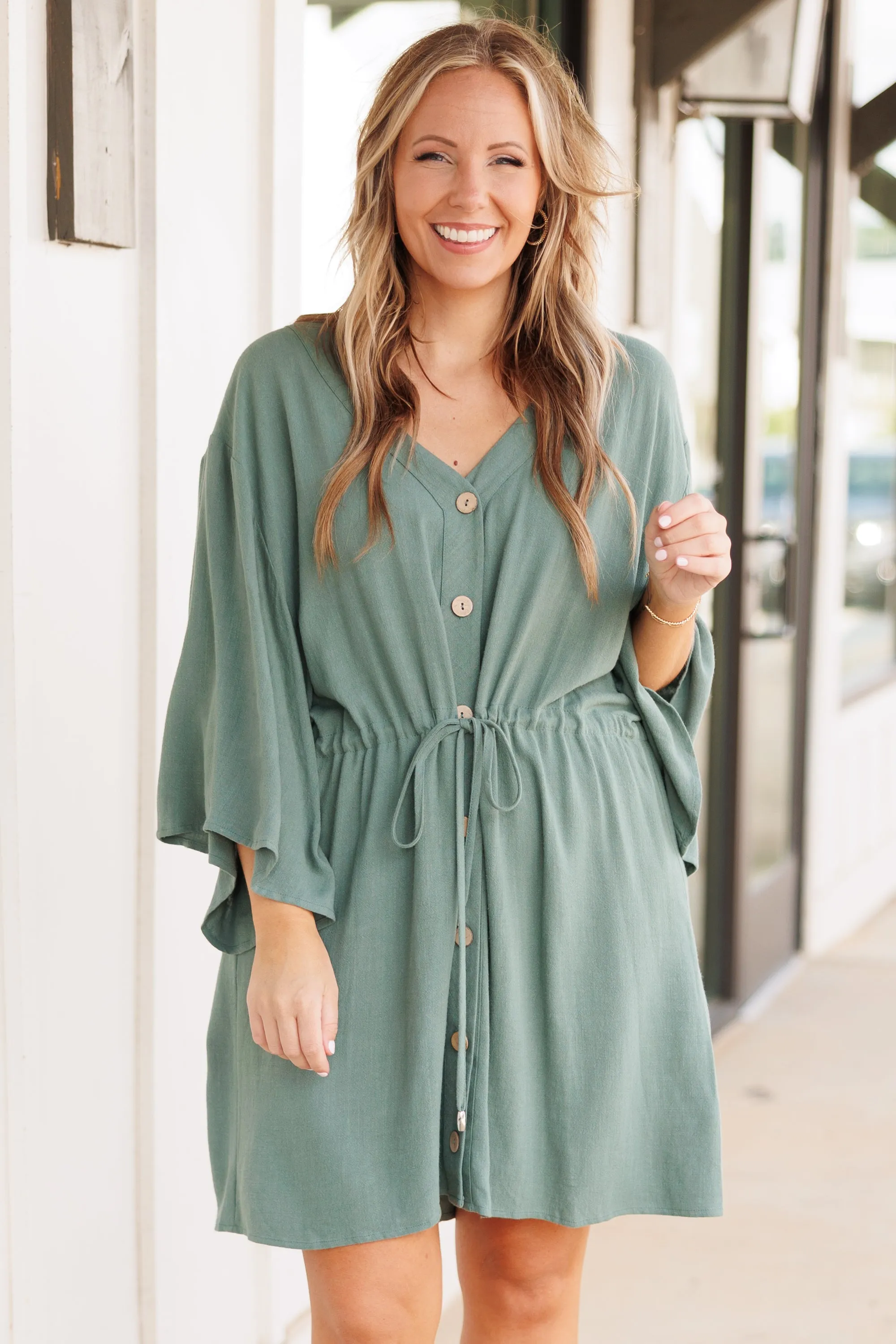 All Season Long Dress, Dark Sage