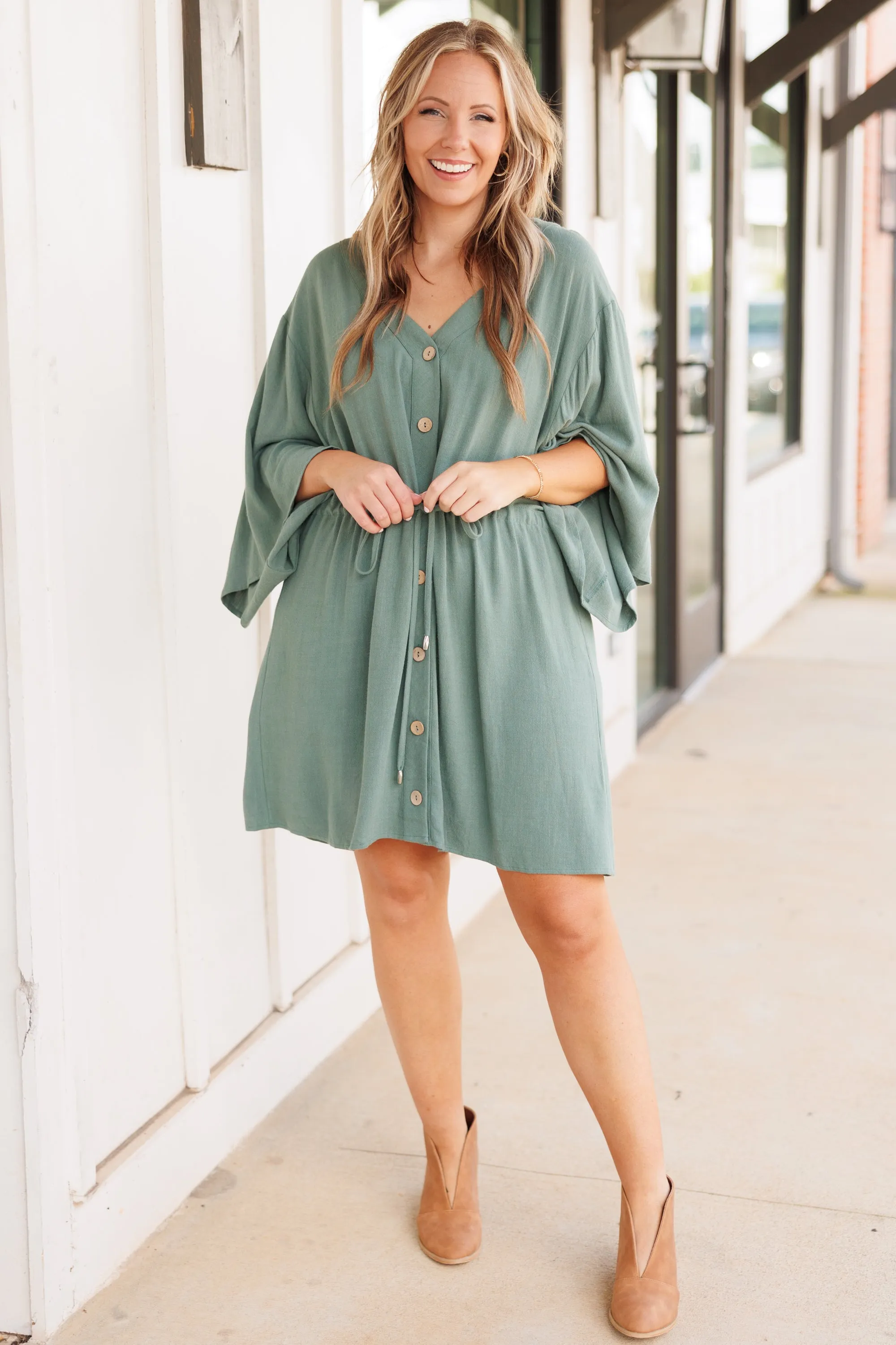 All Season Long Dress, Dark Sage