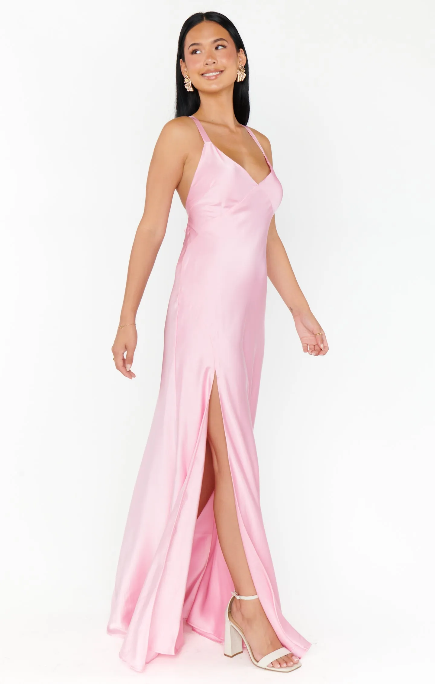 Anderson Maxi Dress ~ Light Pink Luxe Satin