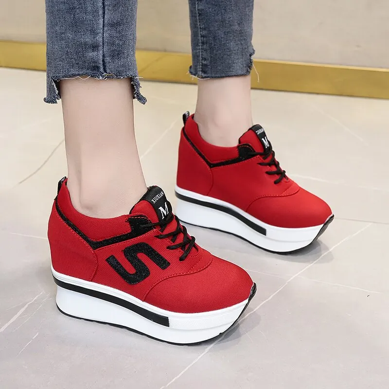 Ashore Shop Women Casual Shoes Brand Spring Breathable Mesh Woman Platform Shoes Height Increase Zapatillas Mujer 0309