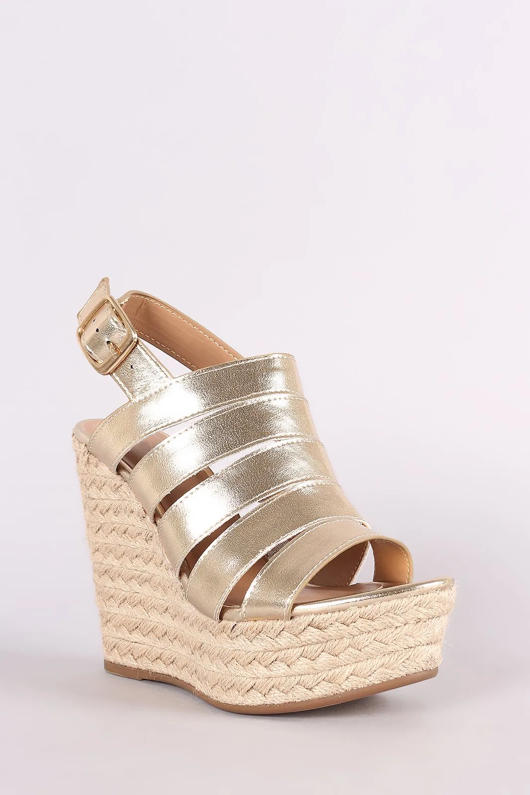 Bamboo Strappy Slingback Espadrille Wedge