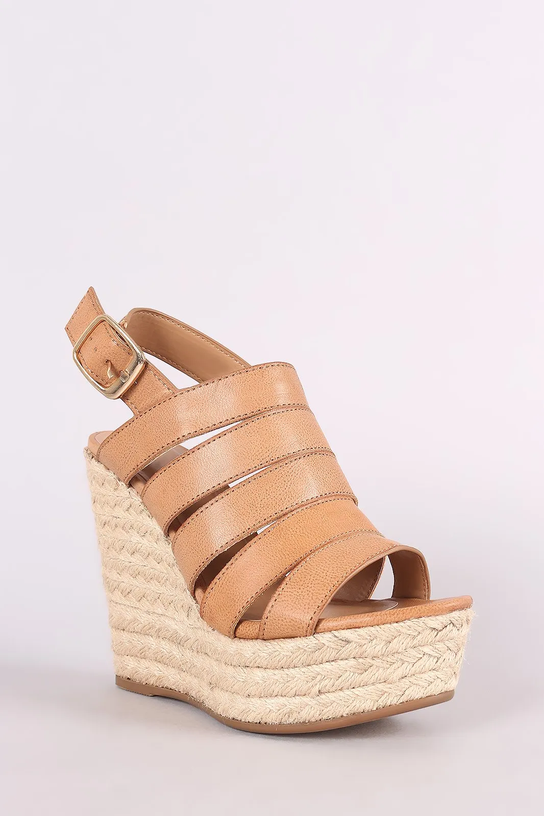 Bamboo Strappy Slingback Espadrille Wedge