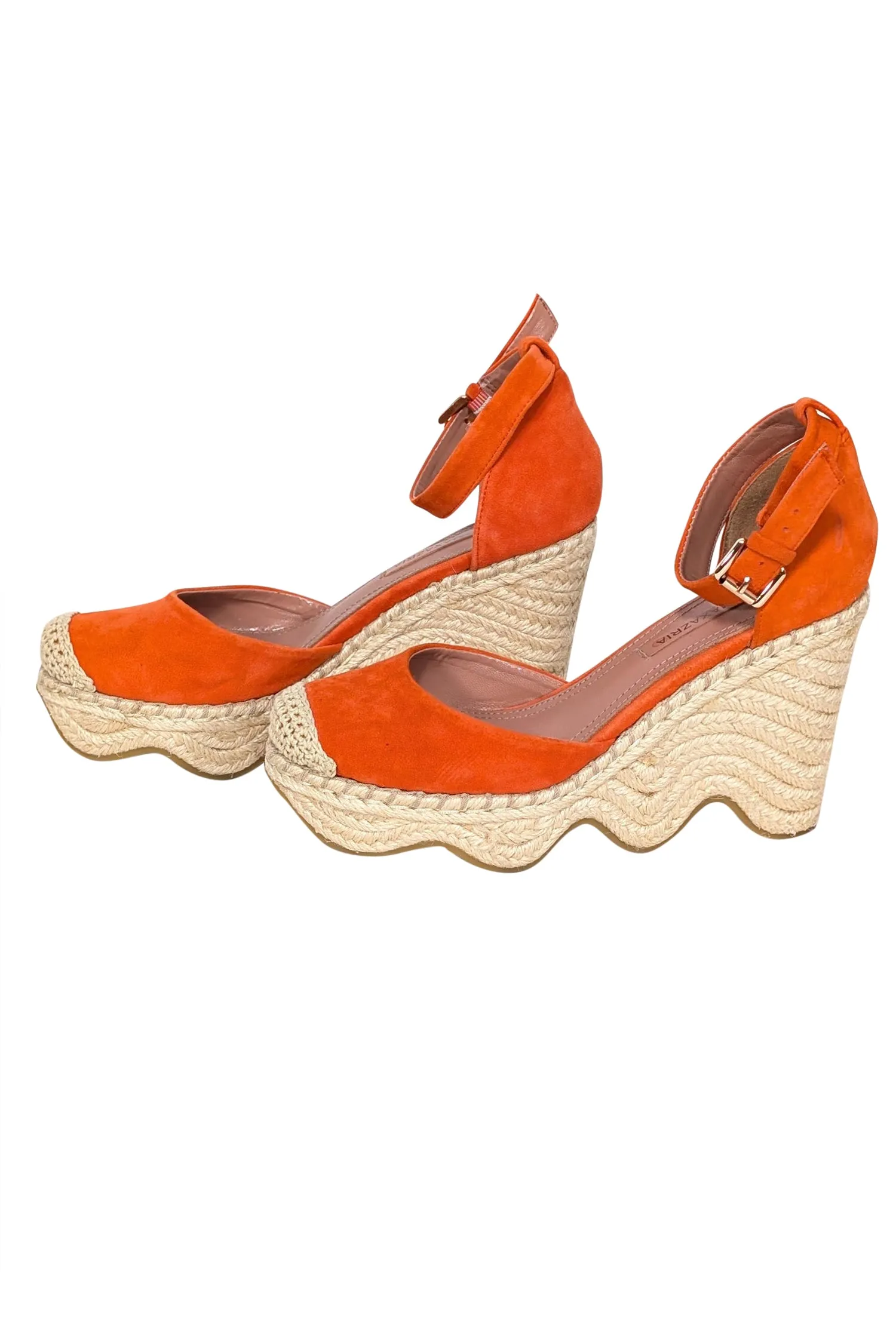 BCBG Max Azria - Orange Suede Espadrille Wedges Sz 7