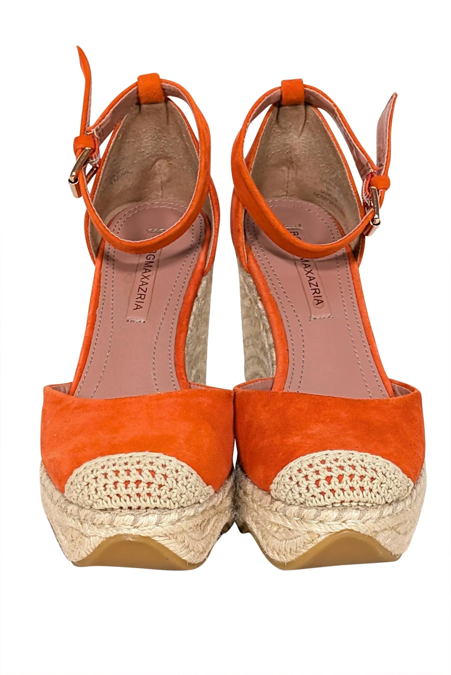 BCBG Max Azria - Orange Suede Espadrille Wedges Sz 7