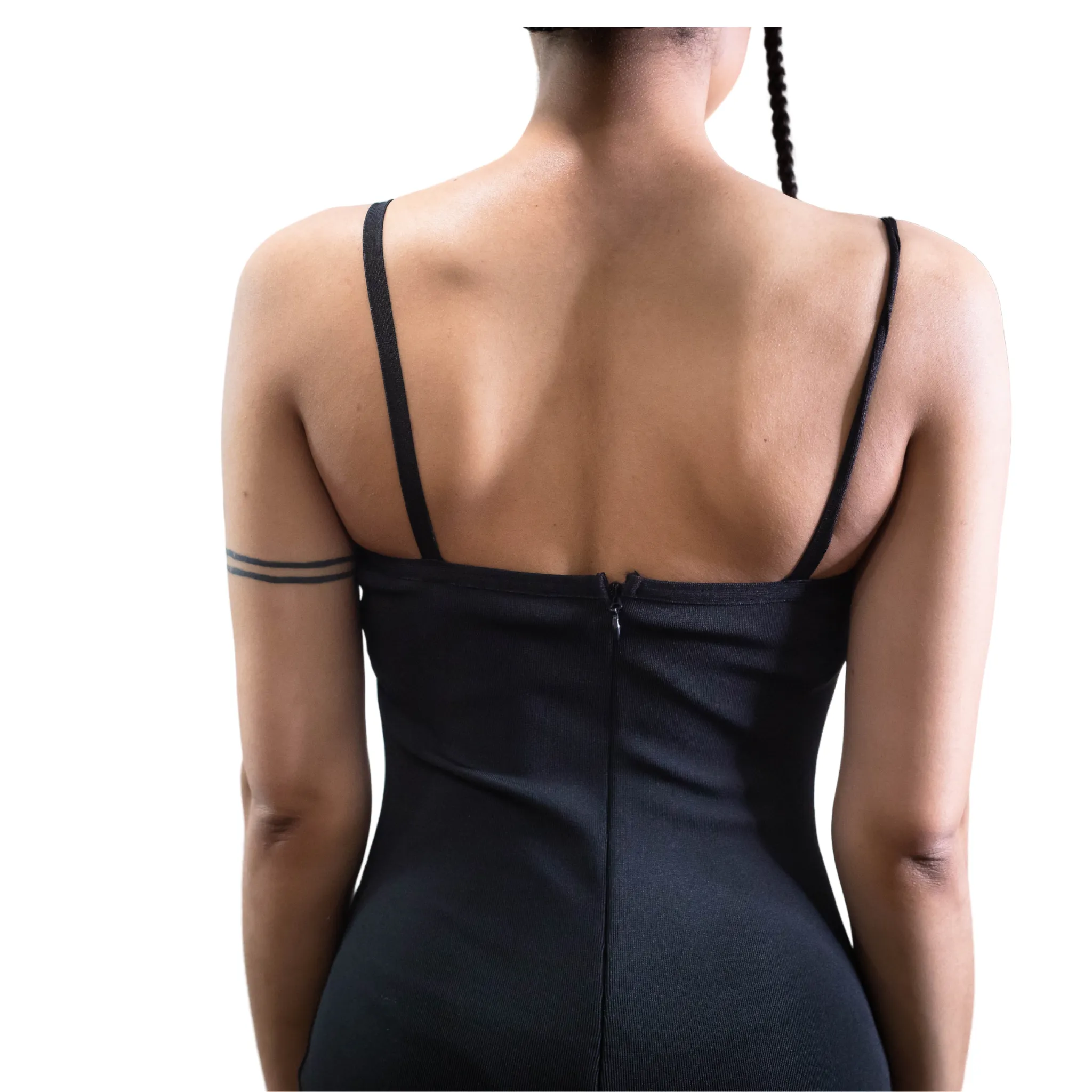 Black Strappy Midi Bondage Dress