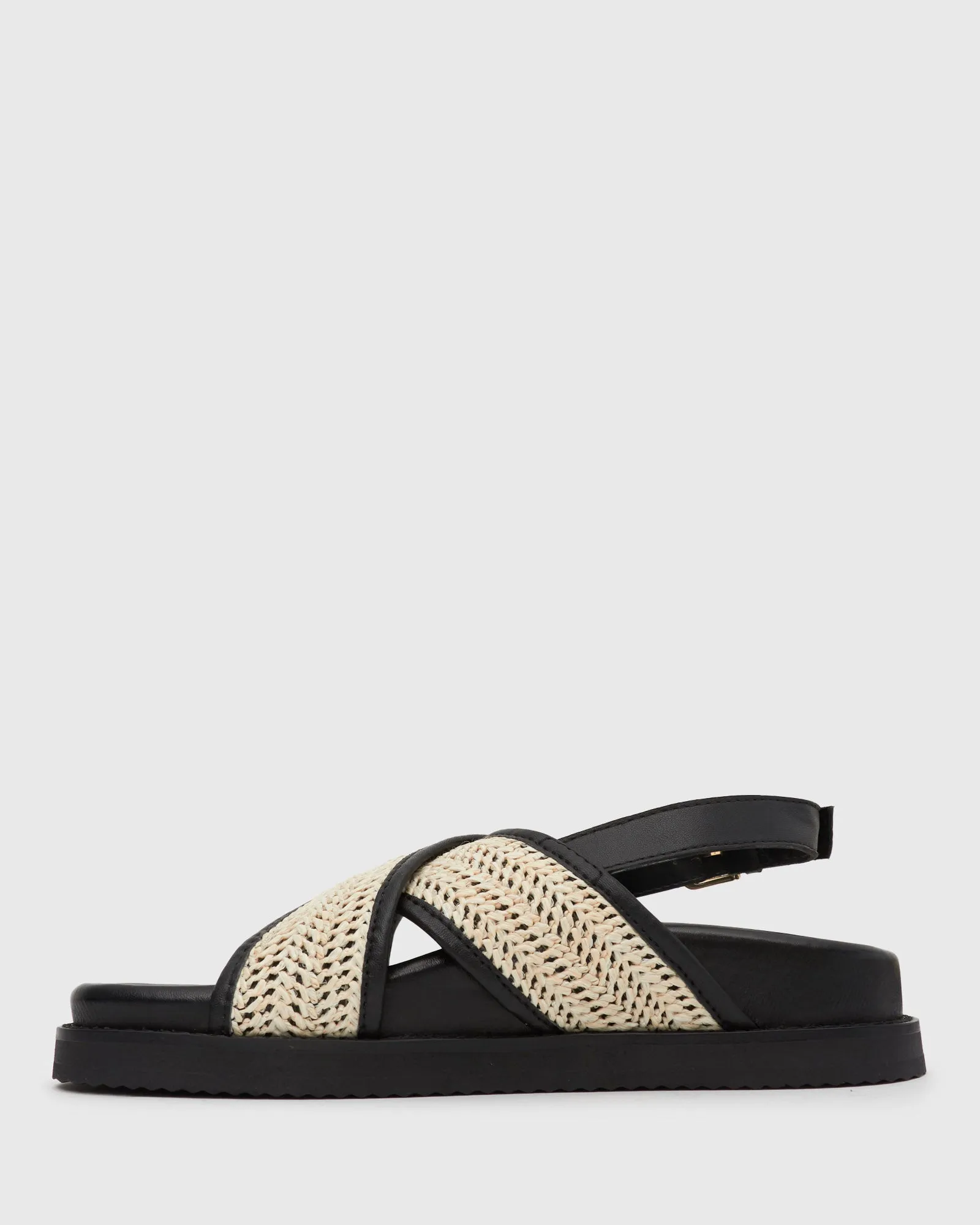 BLAKE Raffia Cross Strap Sandals