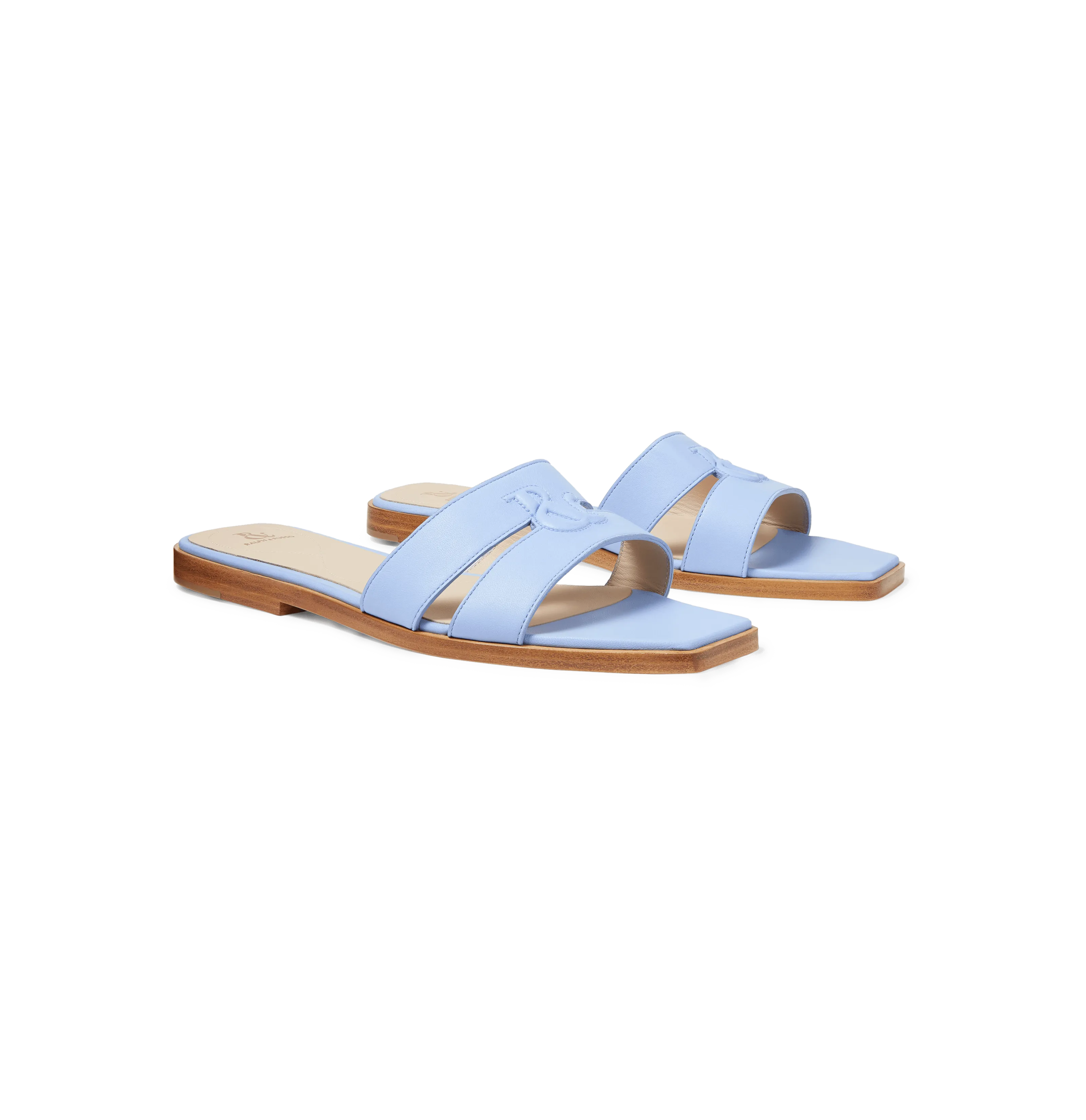 Blue Nappa Strap Slides