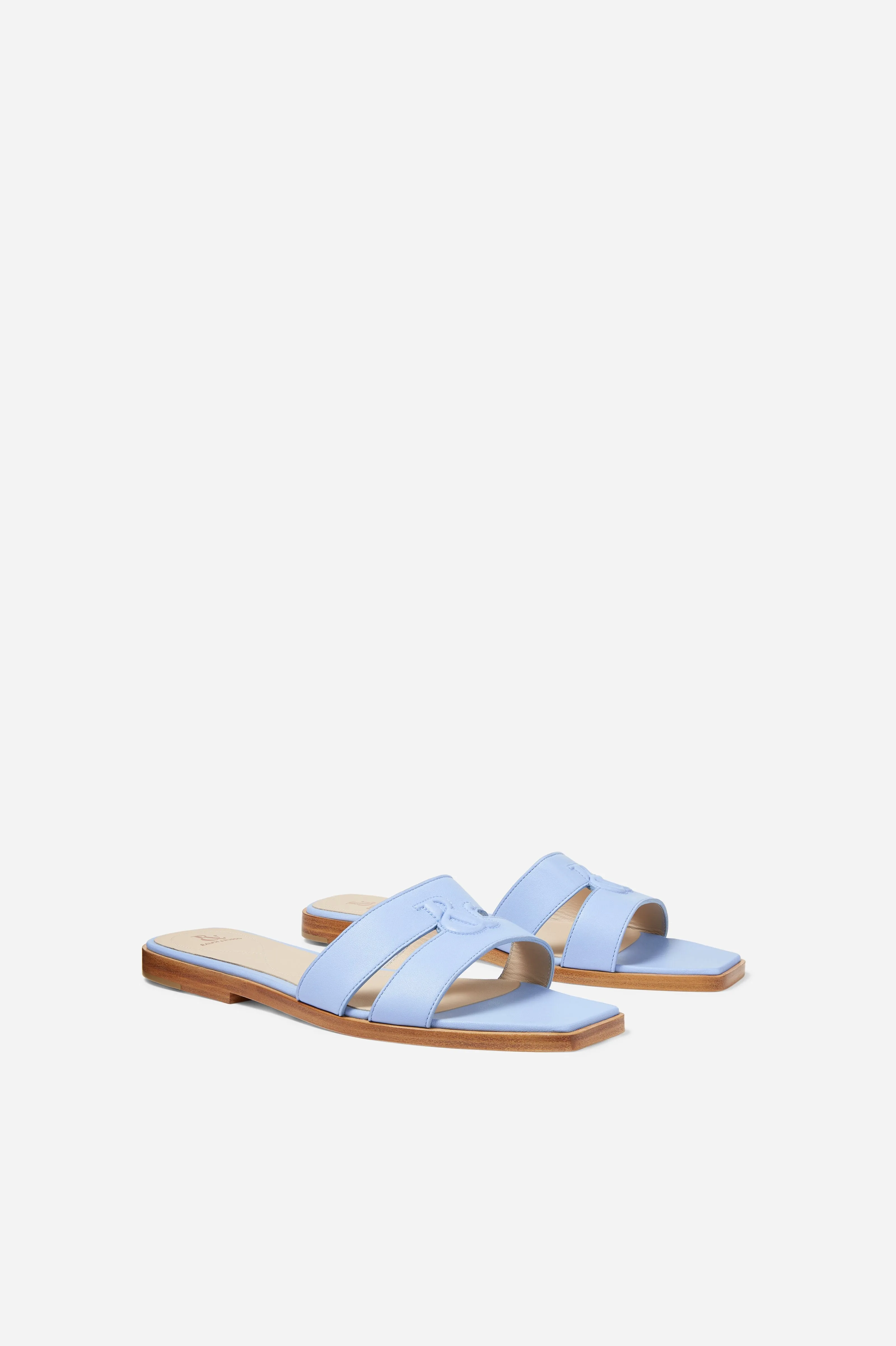 Blue Nappa Strap Slides