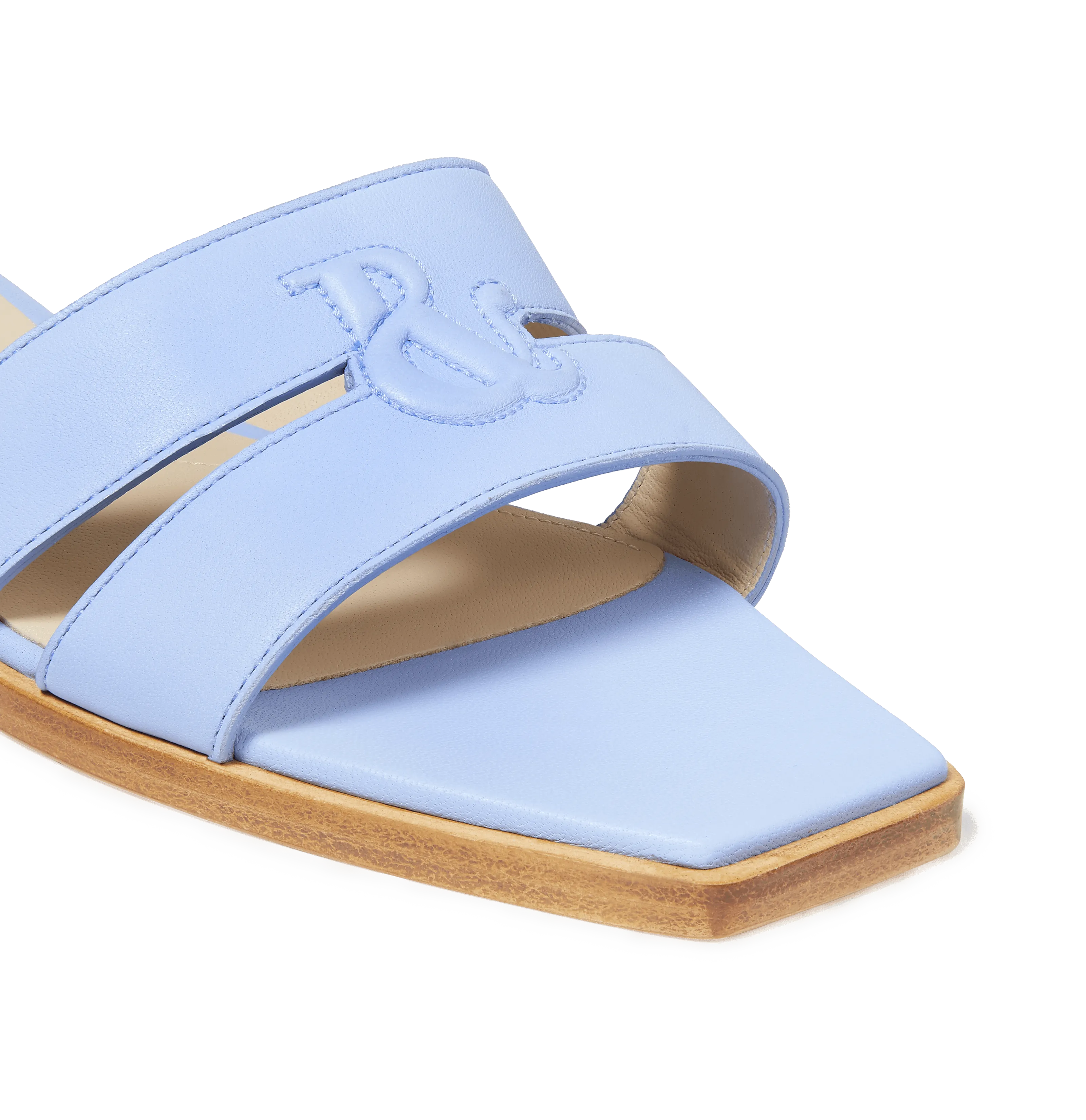 Blue Nappa Strap Slides