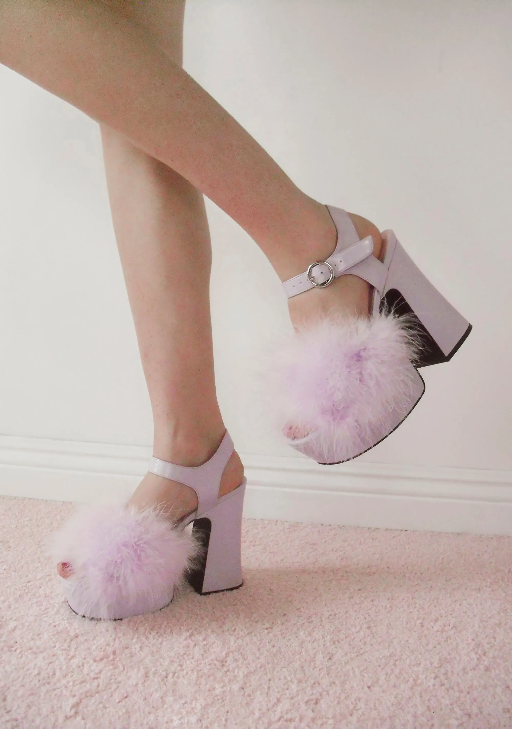 Blushin' N' Crushin' Marabou Heels - Lavender