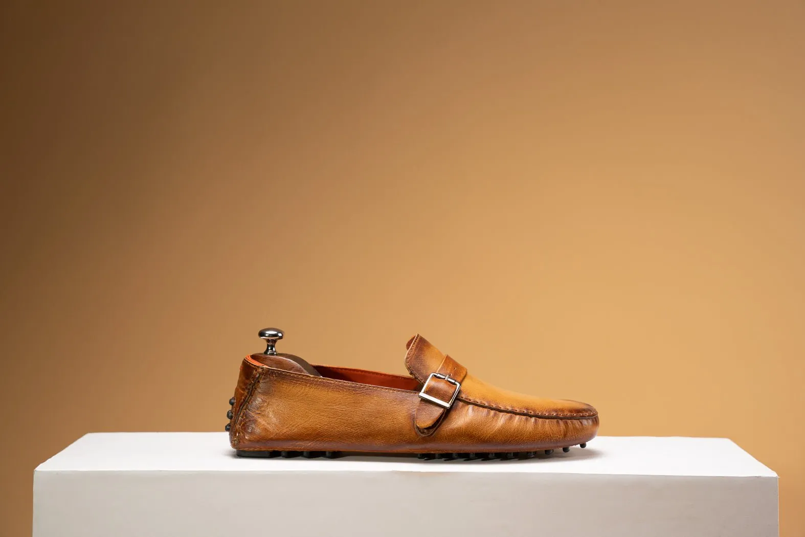 BOSPHORUS LEATHER MOCCASIN - PATINA HONEY BROWN