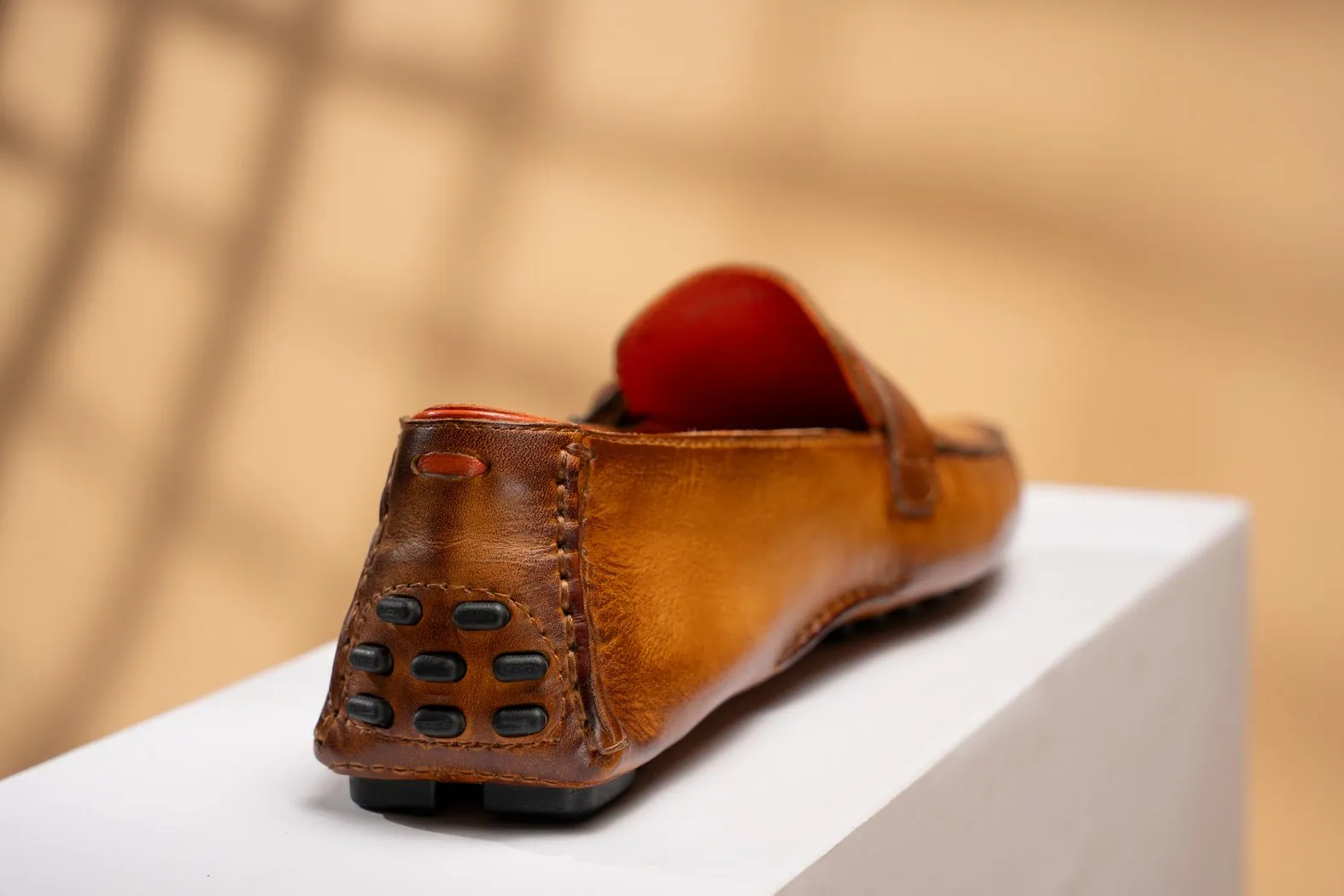 BOSPHORUS LEATHER MOCCASIN - PATINA HONEY BROWN