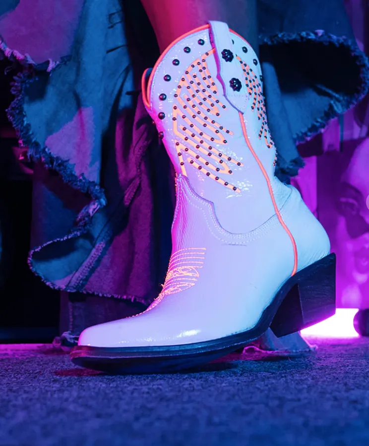 CORRAL LADIES WHITE NEON ZIPPER ANKLE BOOTS STYLE F1311