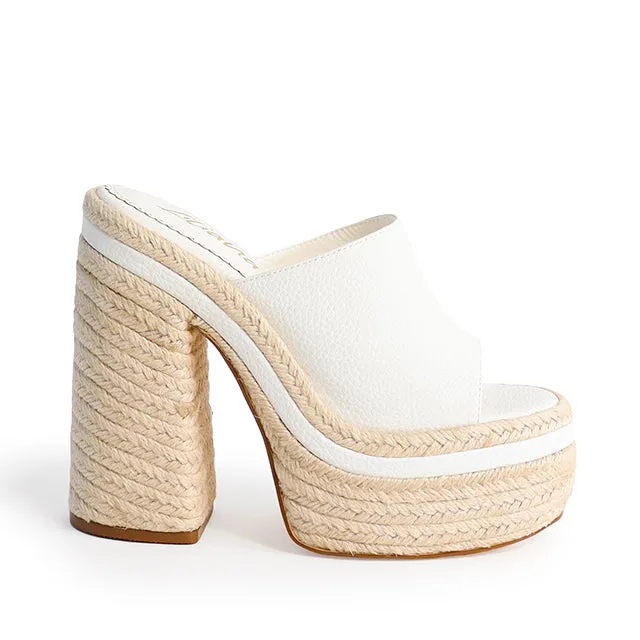 DIXIE-1 White Faux Leather - Open Toe