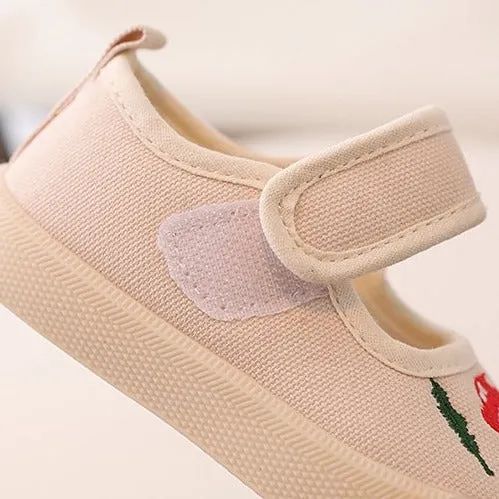 Embroidered Mary Jane Canvas Shoes