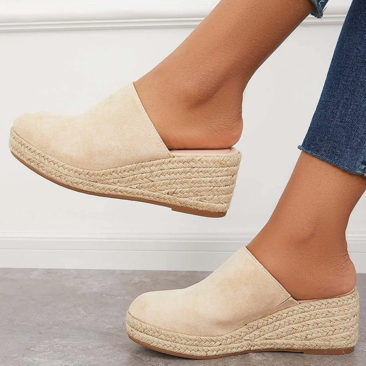 Espadrilles Mule Wedges Platform Slip on Backless Sandals