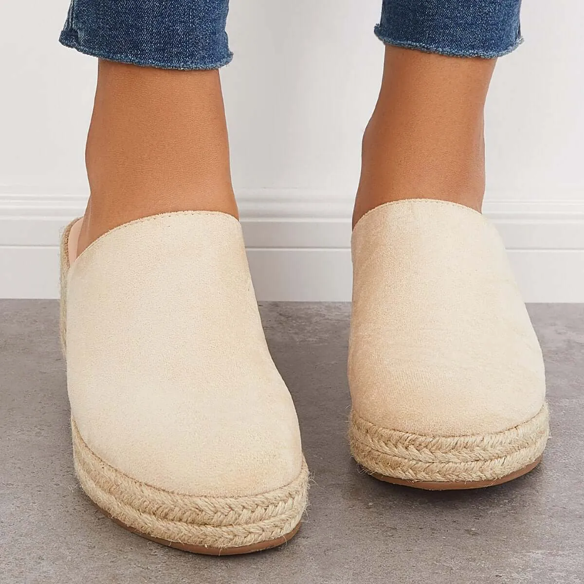 Espadrilles Mule Wedges Platform Slip on Backless Sandals