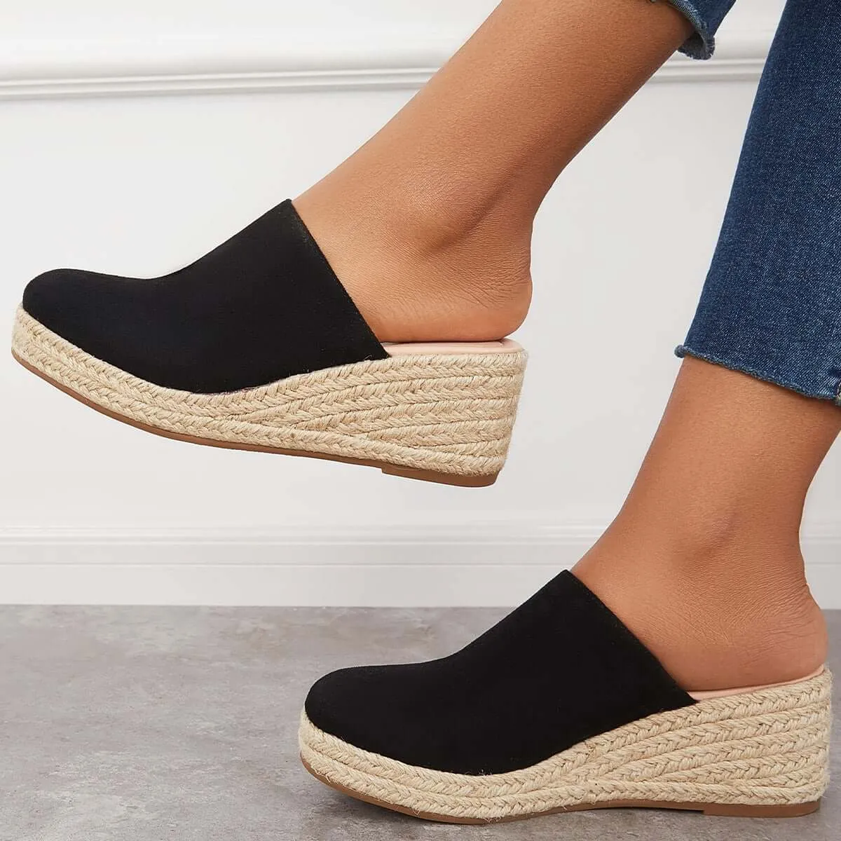 Espadrilles Mule Wedges Platform Slip on Backless Sandals