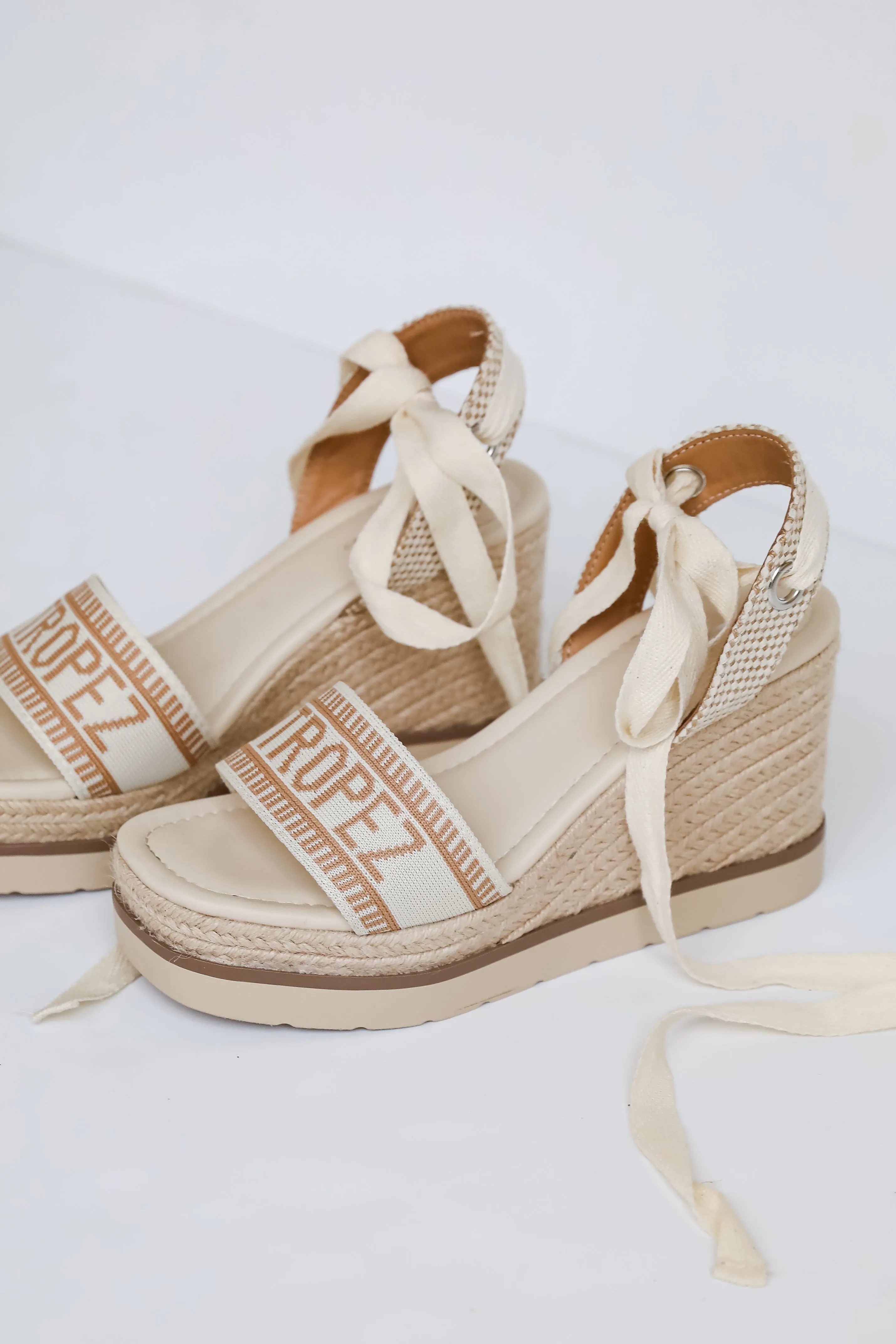 FINAL SALE - Take A Vacation Lace-Up Espadrille Wedges