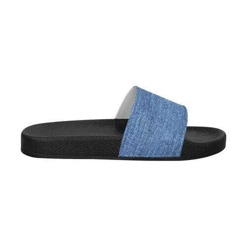 Flip-Flop Sandals, Blue Denim Style Women's Slides