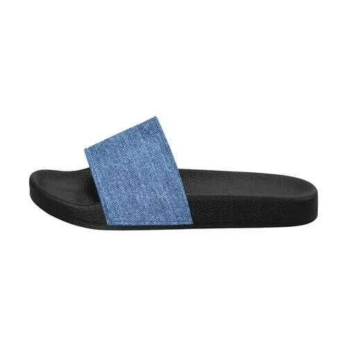 Flip-Flop Sandals, Blue Denim Style Women's Slides