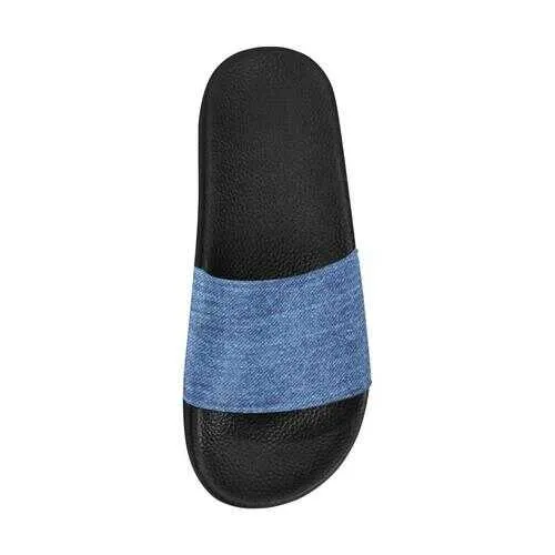 Flip-Flop Sandals, Blue Denim Style Women's Slides