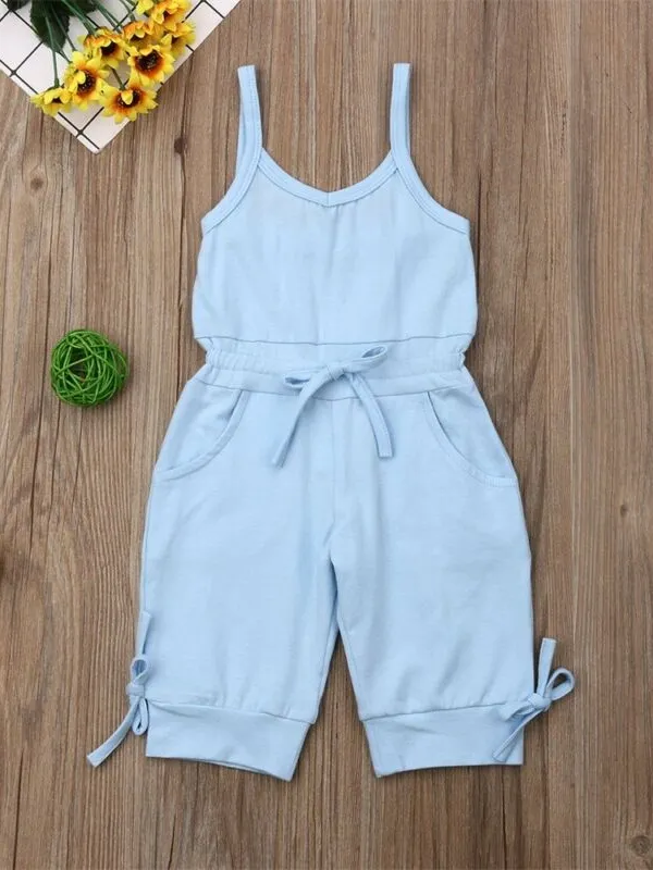 Girls Cotton Drawstring Jumpsuit