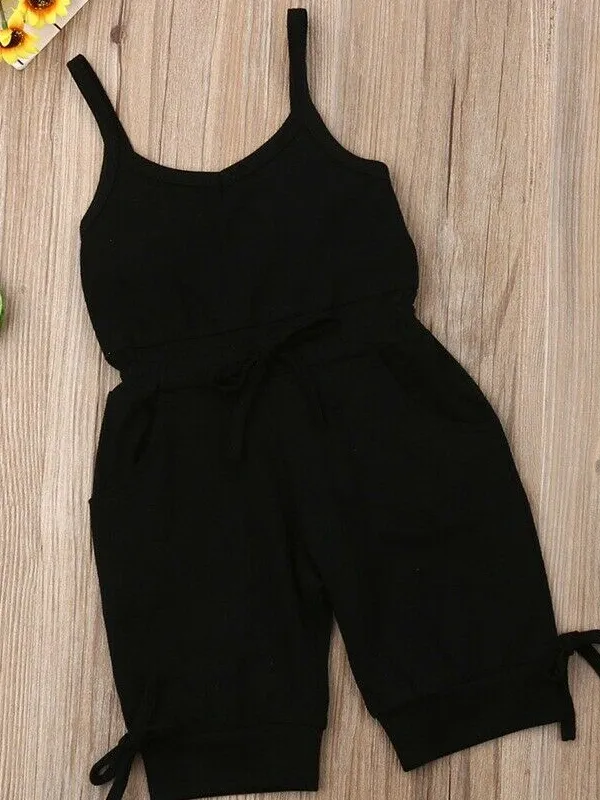 Girls Cotton Drawstring Jumpsuit