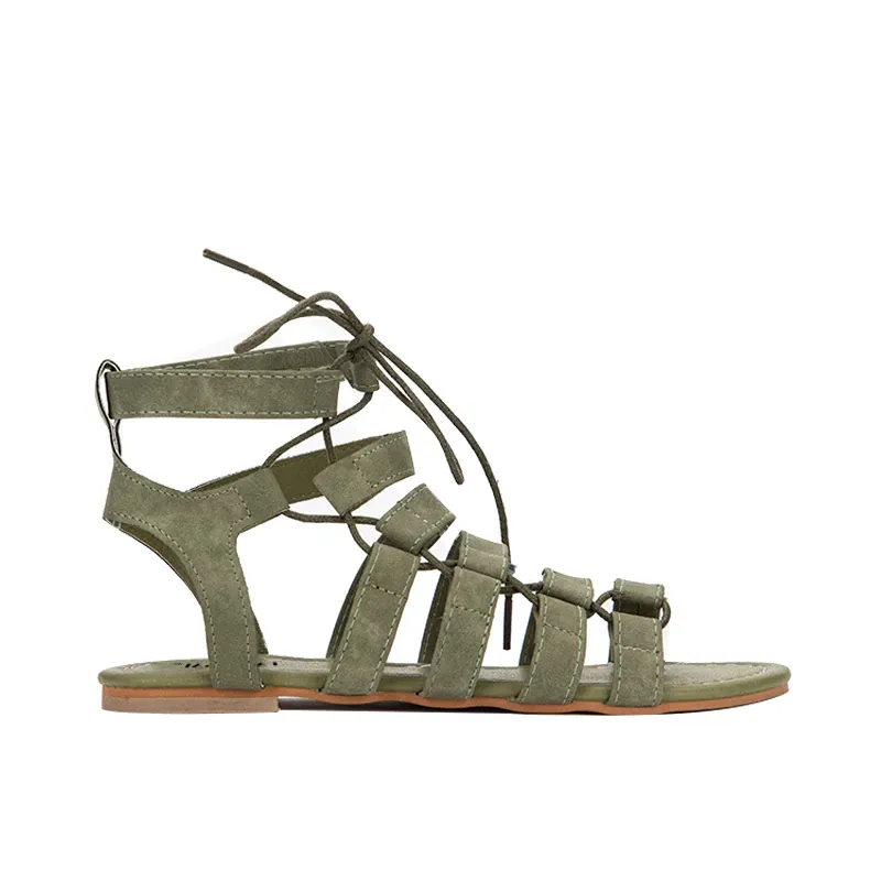 Gladiator Laced-Up Ankle Strap Flat Sandal