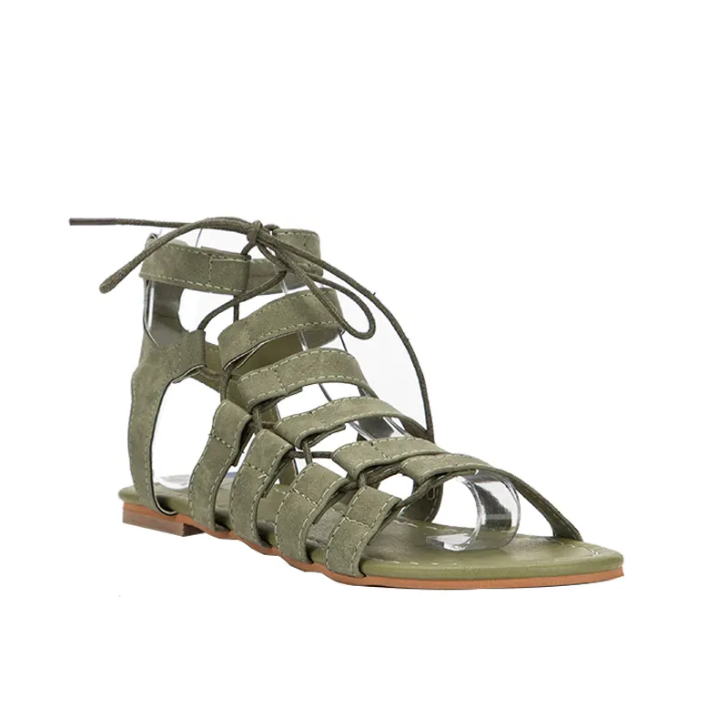 Gladiator Laced-Up Ankle Strap Flat Sandal