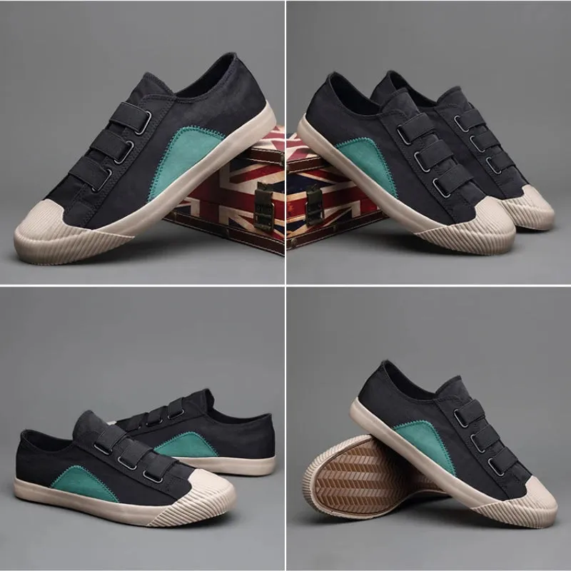 Hnzxzm Breathable Canvas Casual Sneaker Shoes Elastic Band Men Designer Loafers Youth Trend Simple Joker Flats