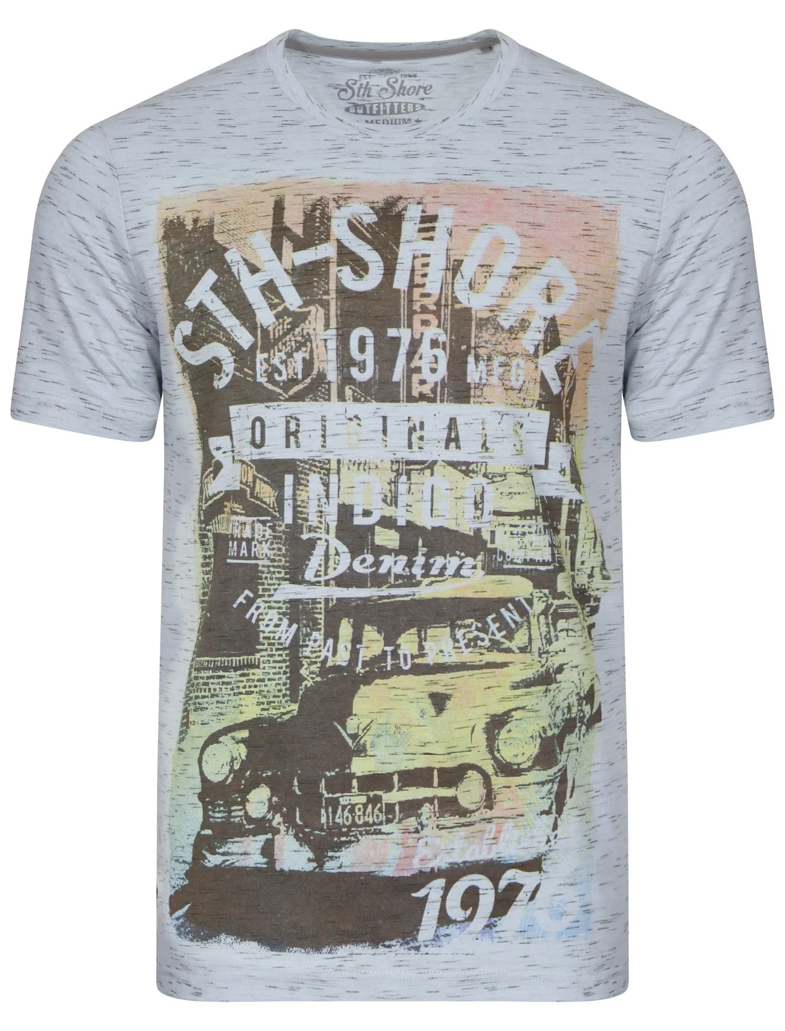 Indo Motif T-Shirt in Illusion Blue Grey Slub - South Shore