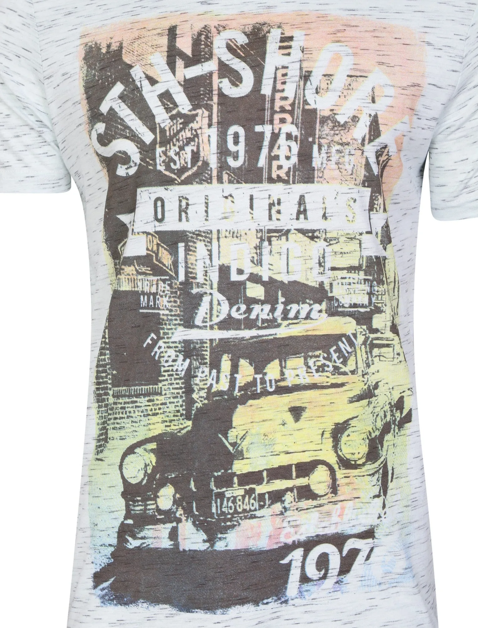 Indo Motif T-Shirt in Ivory Grey Slub - South Shore