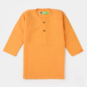 Infant Boys Cotton Slub Basic Kurta (Goldish)-Citrus