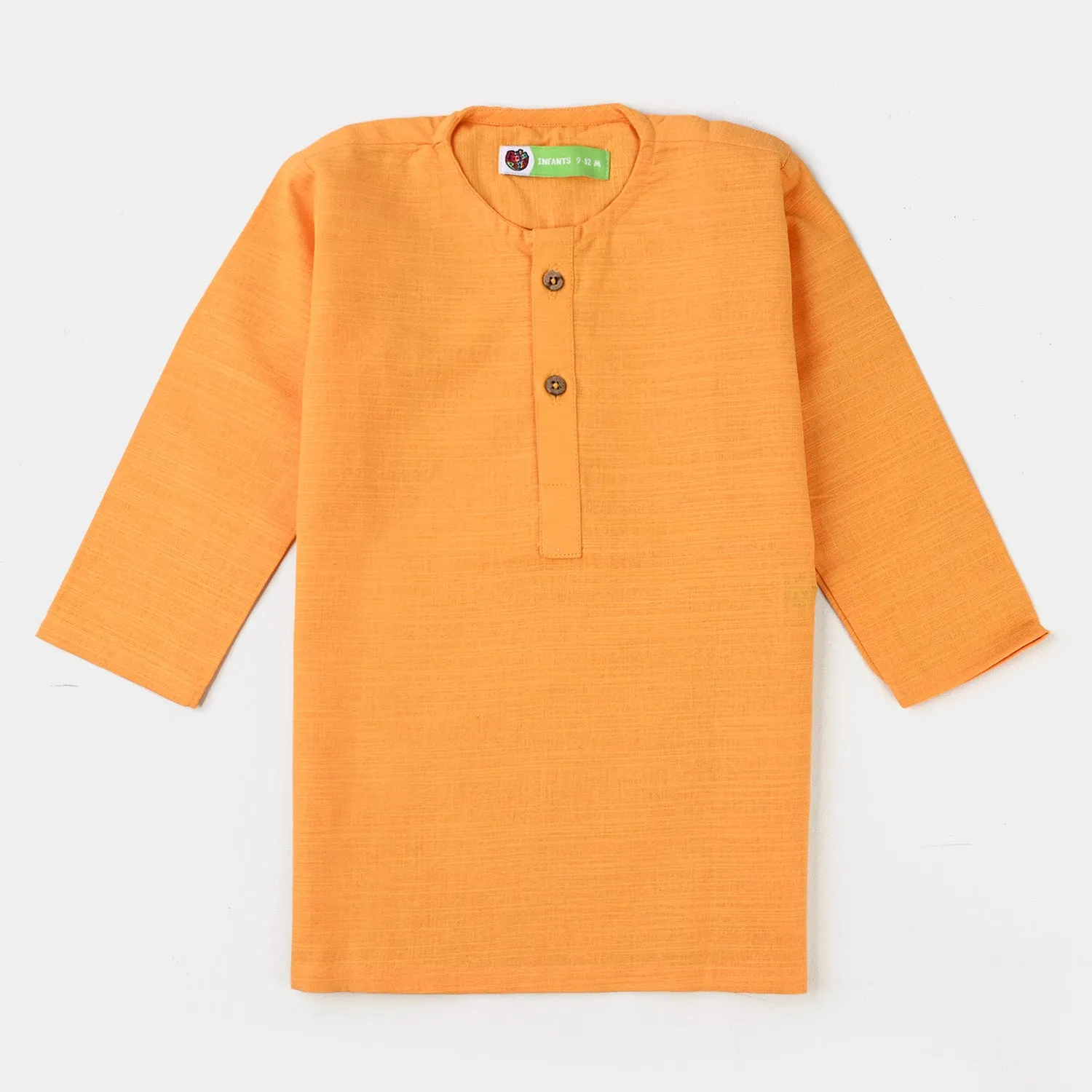 Infant Boys Cotton Slub Basic Kurta (Goldish)-Citrus