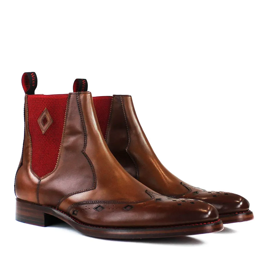 Jeffery West - Scimitar Dexter-B Mahogany Leather Chelsea Boots