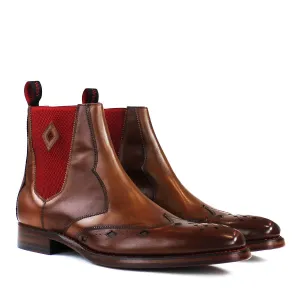 Jeffery West - Scimitar Dexter-B Mahogany Leather Chelsea Boots