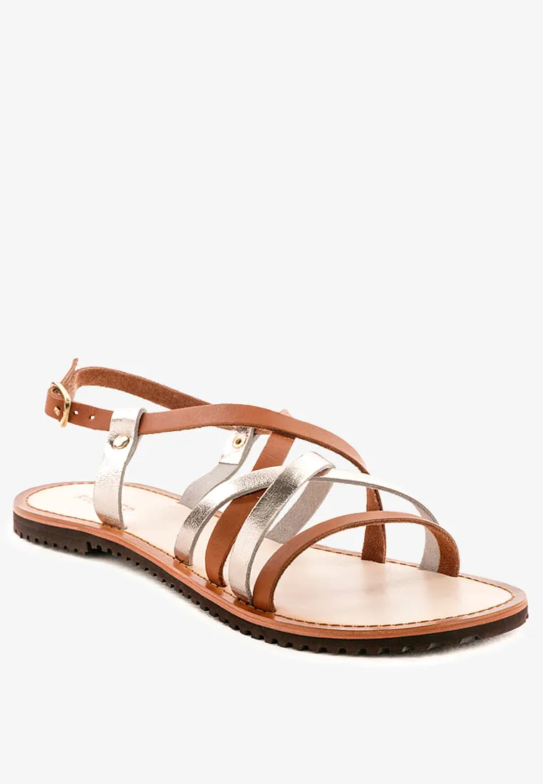 June Strappy Flat Leather Sandals