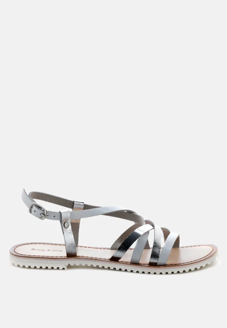 June Strappy Flat Leather Sandals