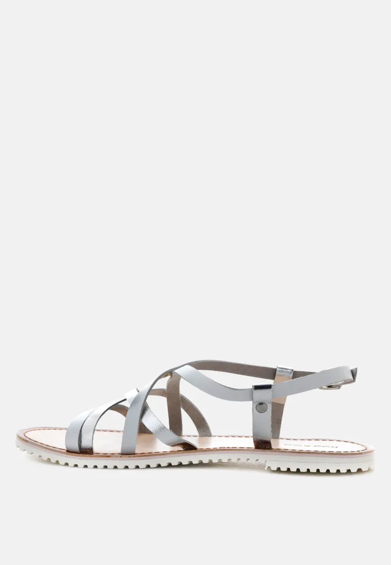 June Strappy Flat Leather Sandals