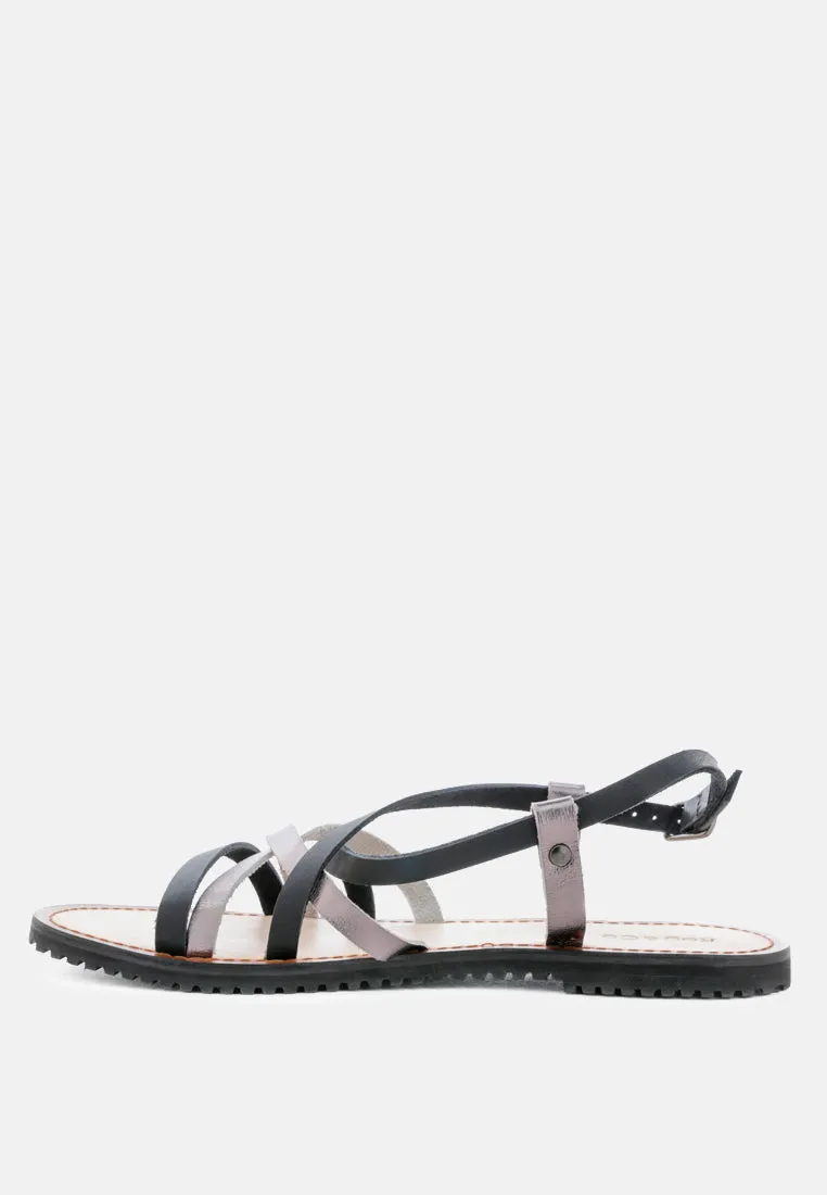 June Strappy Flat Leather Sandals