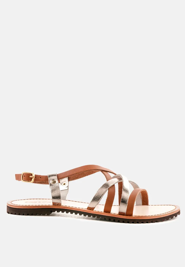 June Strappy Flat Leather Sandals